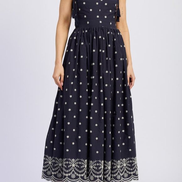 Tassel Tie Embroidered Midi Dress - Picture 1 of 3